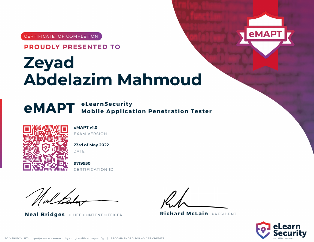 Emapt eMAPT & Mobile Apps/Sec Guide - Zeyad Azima
